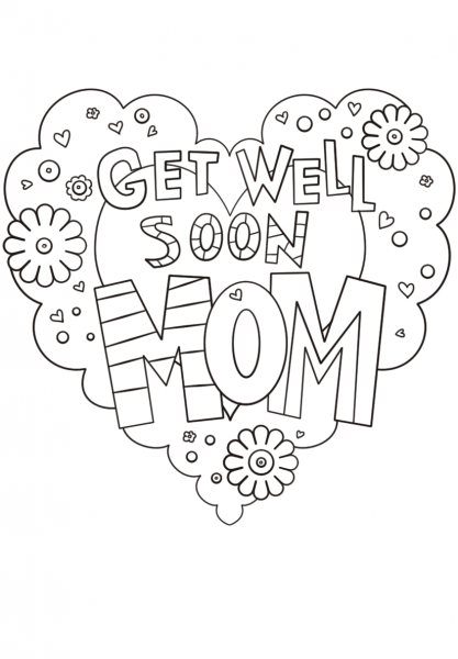 Get Well Soon Mom coloring page image