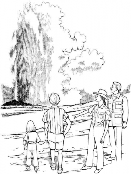 Geyser In Yellowstone National Park  coloring page image