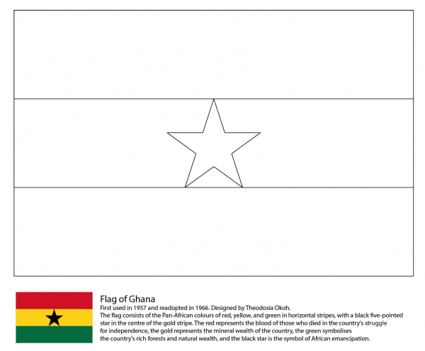 Ghana Flag  coloring page image