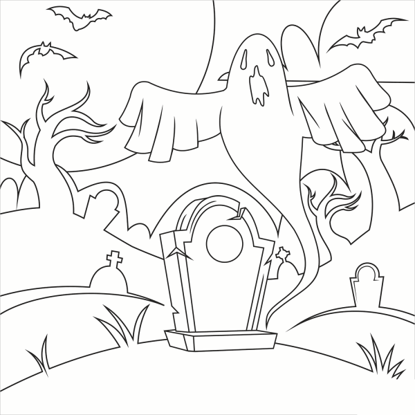 Ghost coloring page image