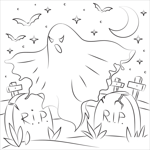 Ghost coloring page image