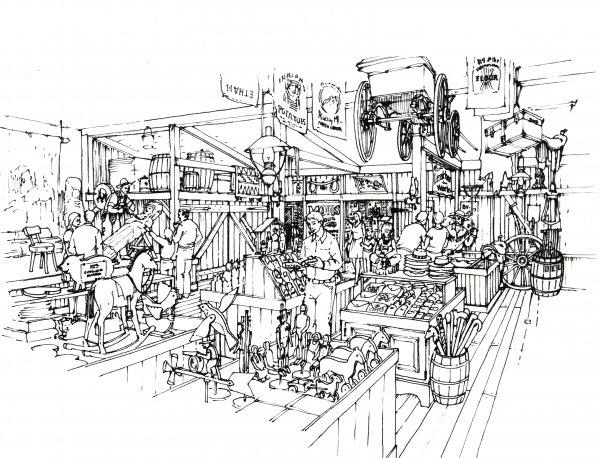 Ghost Town Crafts Barn Retail coloring page image