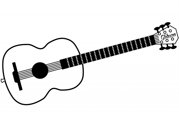 Gibson Acoustic Guitar coloring page image