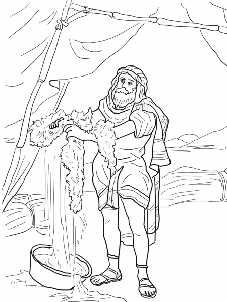 Gideon and the Fleece coloring page image