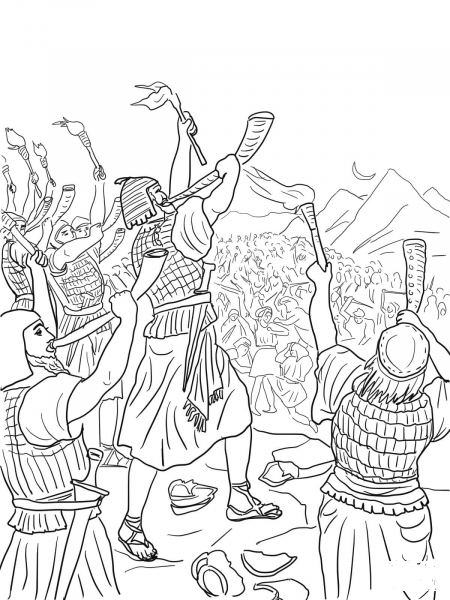 Gideon’s Battle Against the Midianites coloring page image