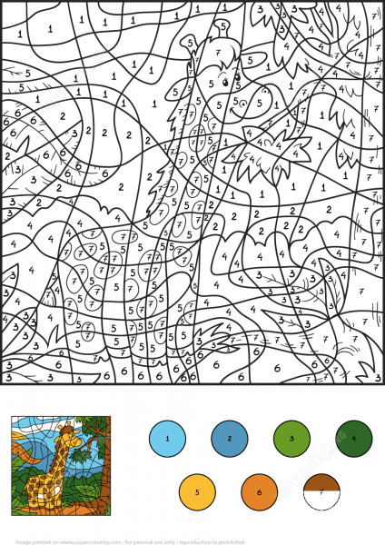 Giraffe Color by Number image