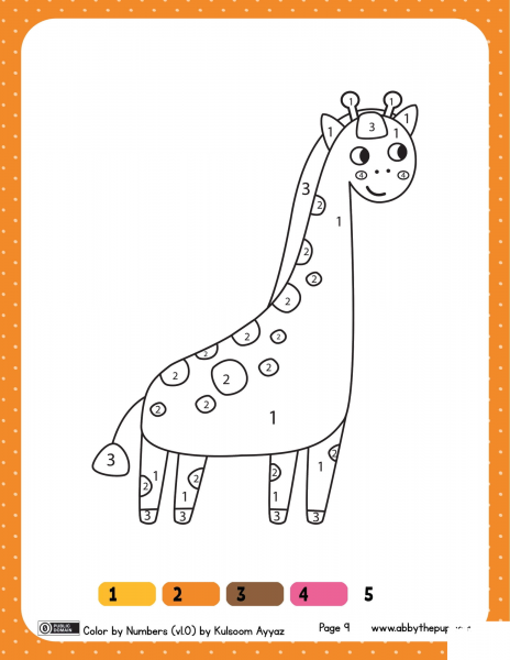 Giraffe Color by Numbers 1-4 image