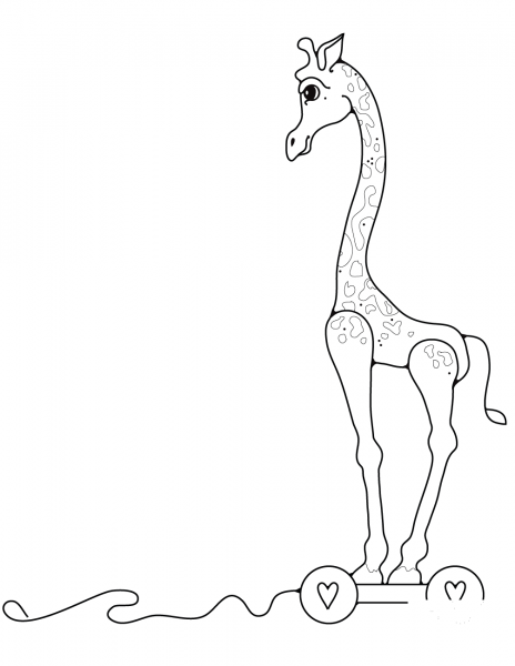 Giraffe Pull Toy coloring page image