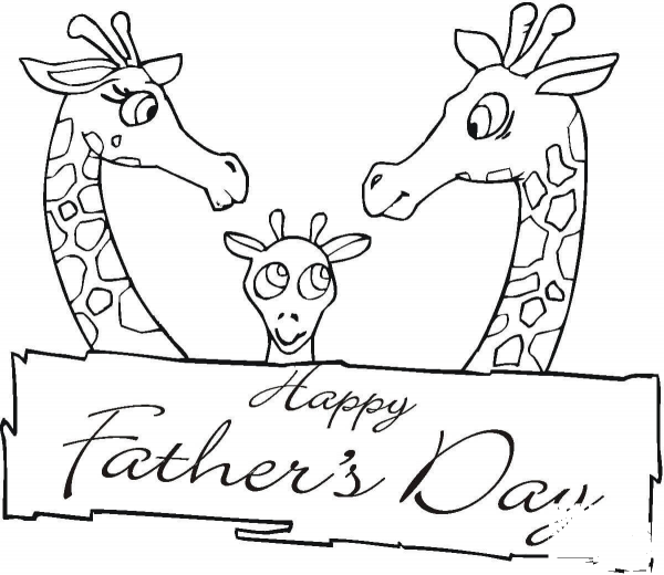Giraffes Together On Father’s Day  coloring page image