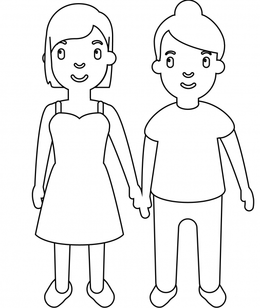 Girl and Girl Emoji coloring page image