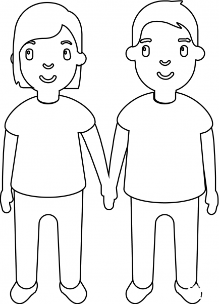 Girl and Guy Emoji coloring page image
