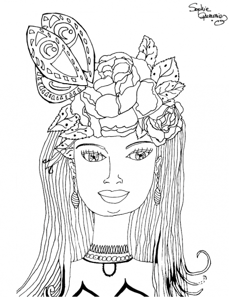Girl coloring page image