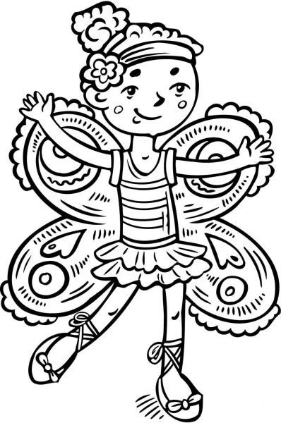 Girl Dressed up like a Fairy Princess coloring page image