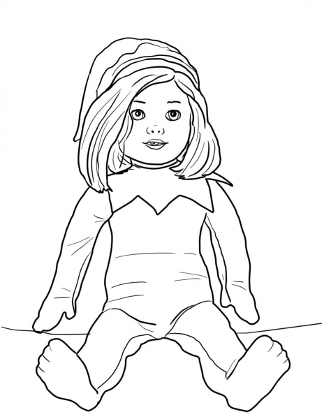 Girl Elf on the Shelf coloring page image
