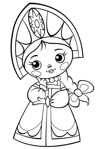 Girl From Russian Fairy Tale  coloring page image