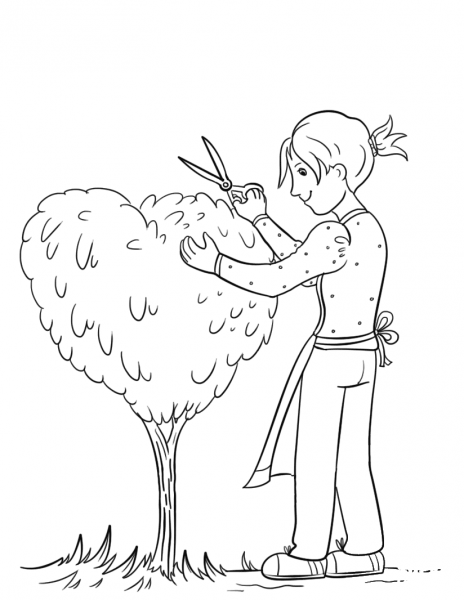 Girl Gardener coloring page image