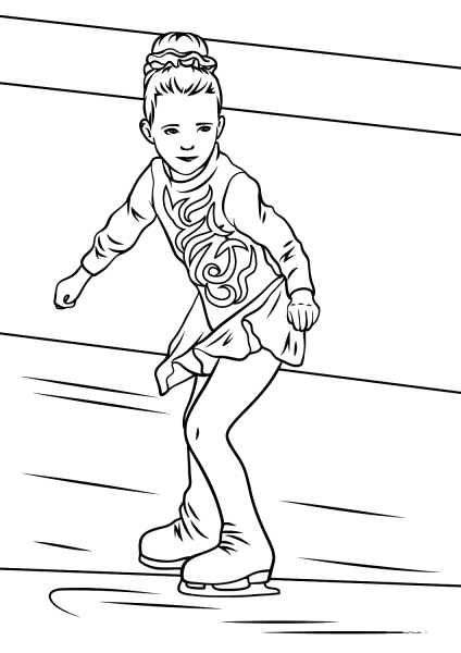 Girl Ice Skater coloring page image