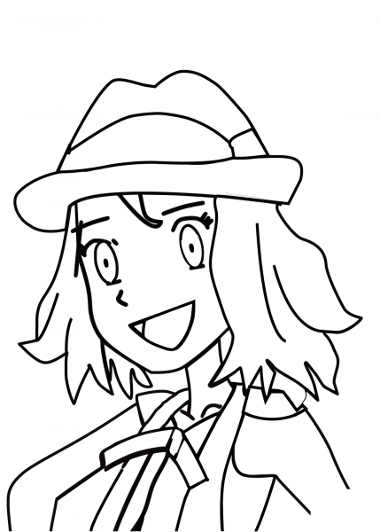 Girl in Hat coloring page image