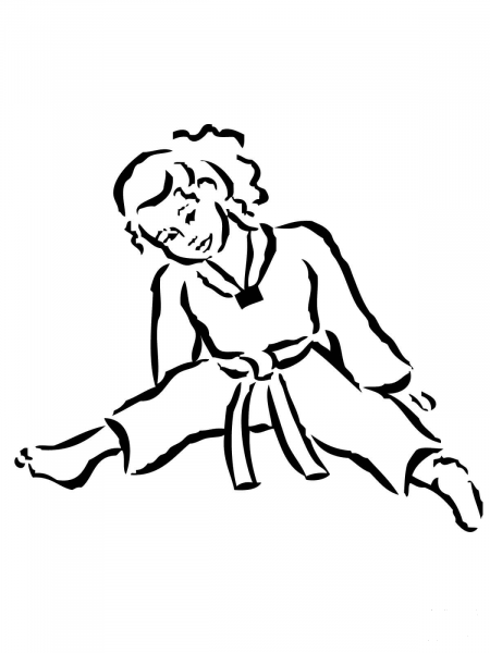 Girl in Judogi coloring page image
