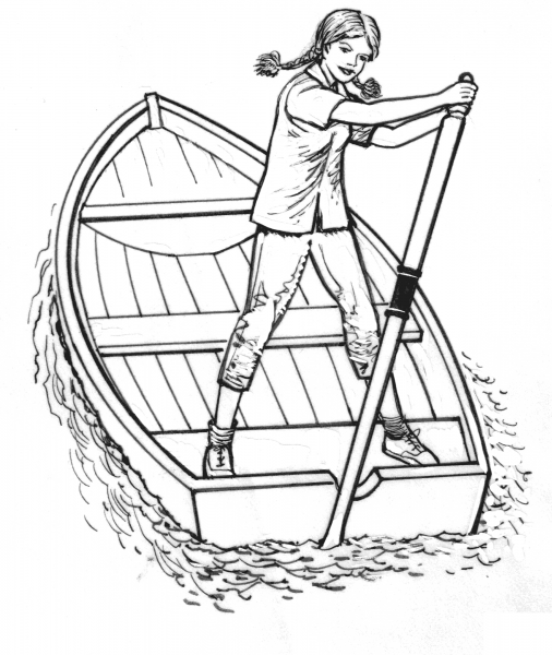 Girl on a Boat coloring page image