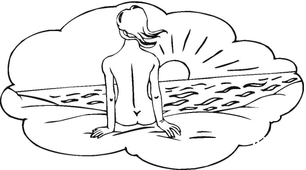 Girl on the Beach coloring page image