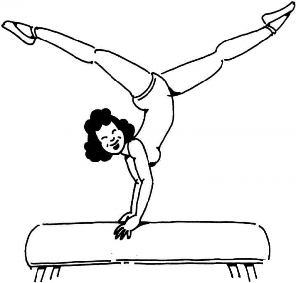 Girl on the Pommel Horse  coloring page image