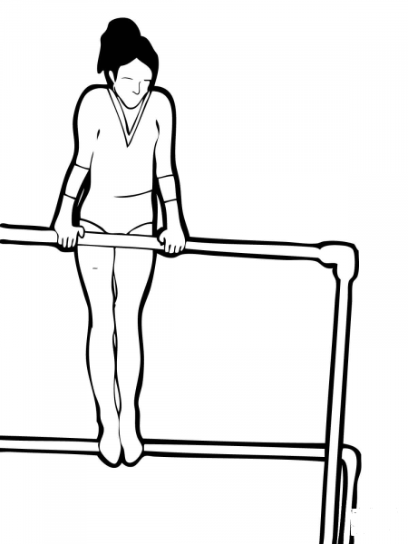 Girl on Uneven Bars coloring page image