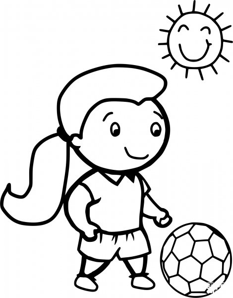 Girl Playing Soccer coloring page image