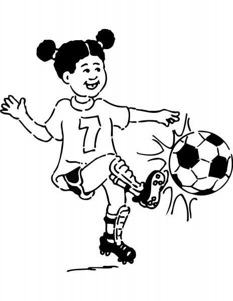 Girl Plays Football coloring page image