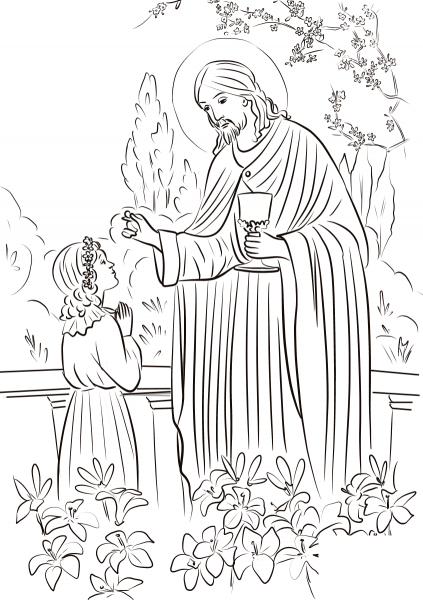 Girl’s First Communion coloring page image
