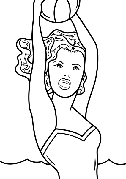 Girl with Ball by Roy Lichtenstein coloring page image