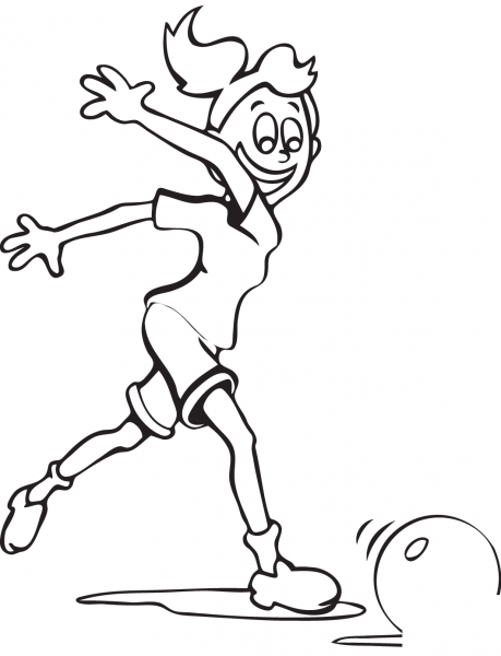 Girl with Ball coloring page image