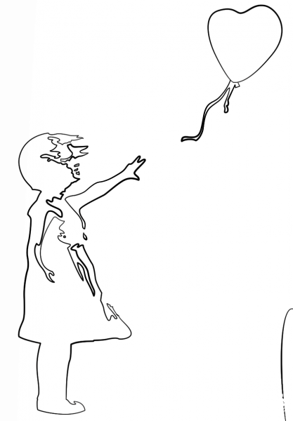 Girl with Balloon by Banksy coloring page image