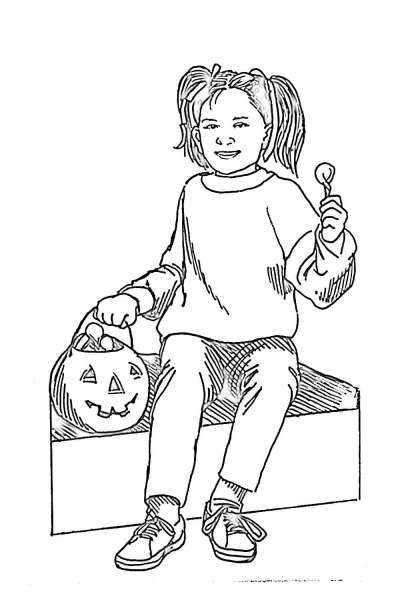 Girl With Candy  coloring page image