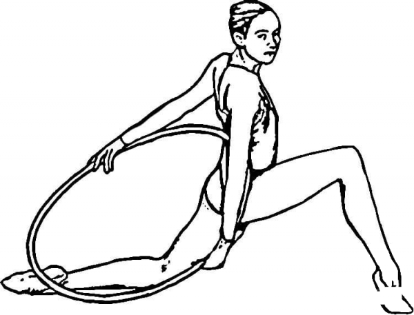 Girl with Hoop  coloring page image