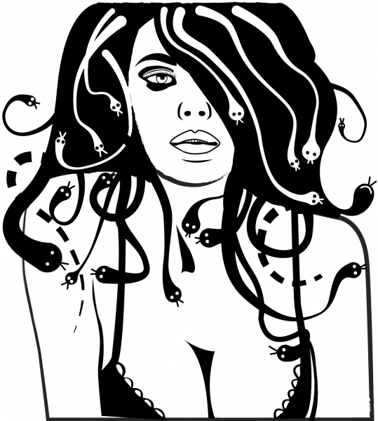 Girl with Snakes Hair coloring page image