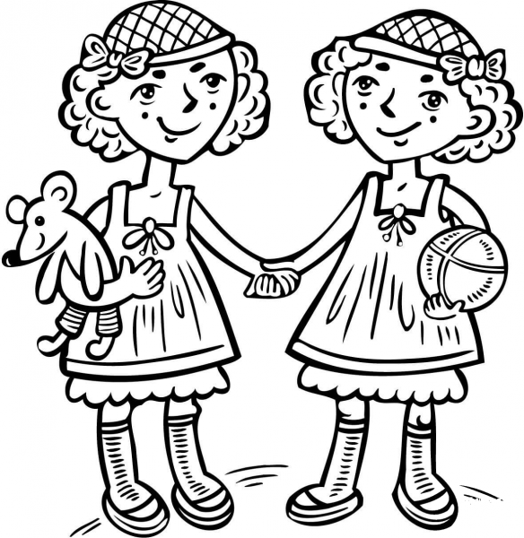 Girls Twins coloring page image