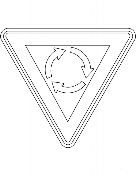“Give Way at Roundabout” Sign in Australia coloring page image