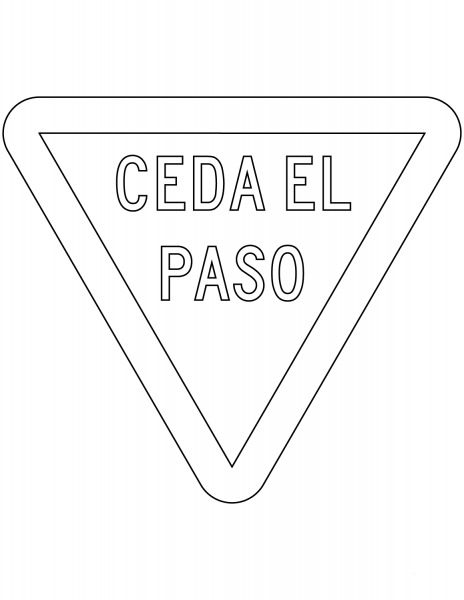 “Give Way” Sign in Mexico coloring page image