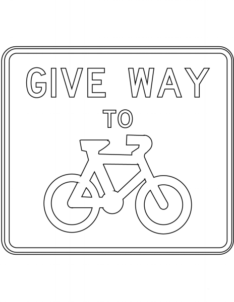 “Give Way to Bicycles” Sign in Australia coloring page image