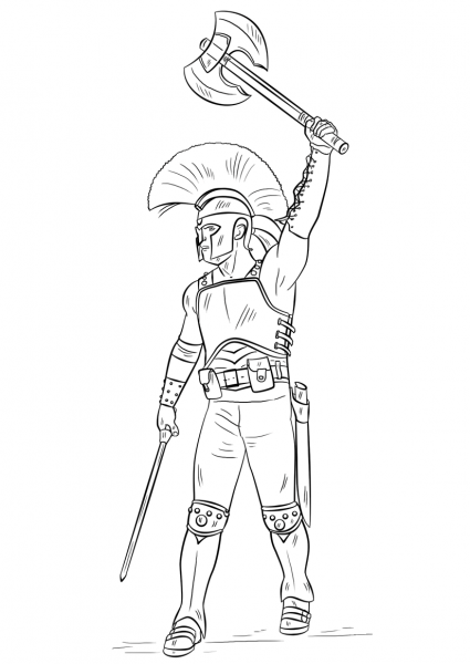 Gladiator coloring page image