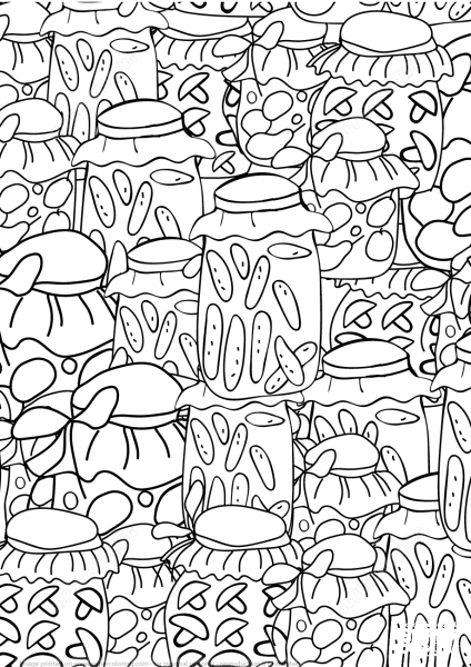 Glass Jars Pattern coloring page image