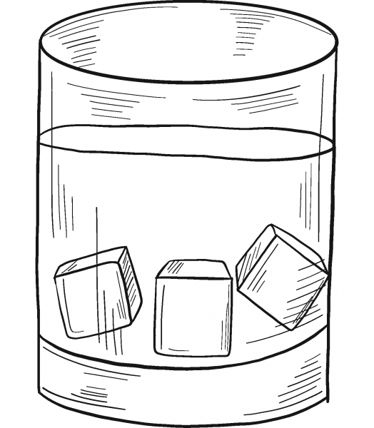 Glass of Alcoholic Drink coloring page image