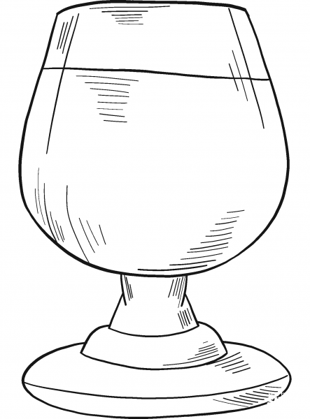 Glass of Alcoholic Drink coloring page image