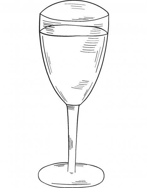 Glass of Champagne coloring page image