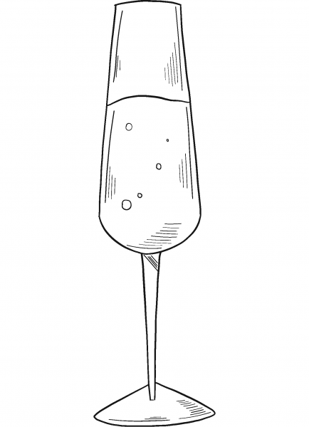 Glass of Champagne coloring page image