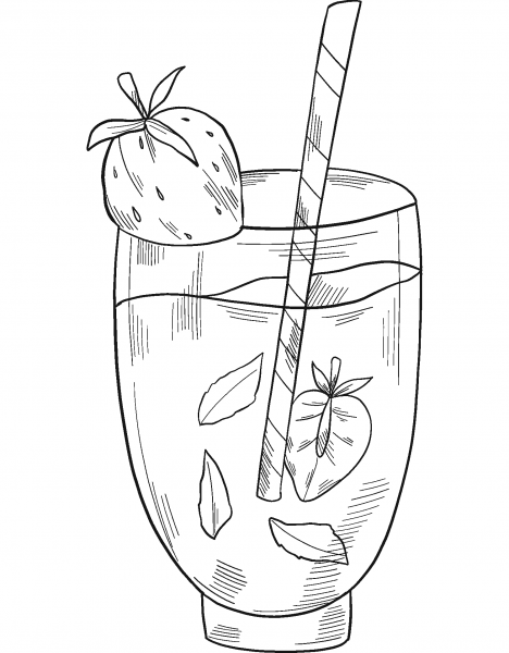 Glass of Lemonade coloring page image