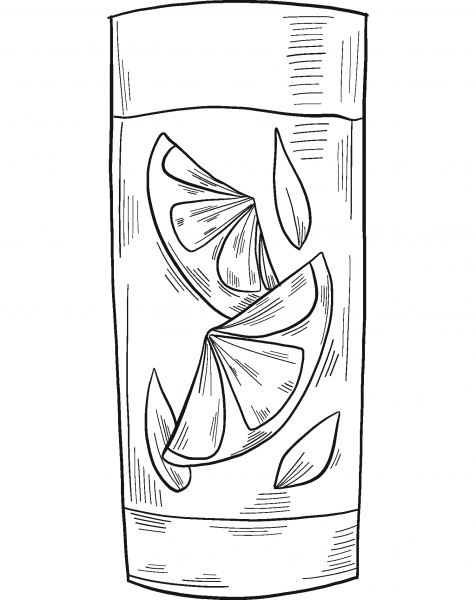 Glass of Lemonade coloring page image