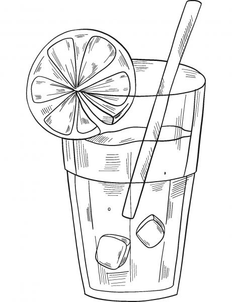 Glass of Lemonade coloring page image