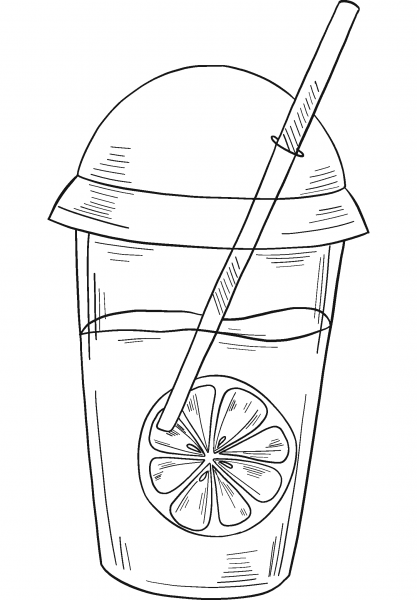 Glass of Lemonade coloring page image